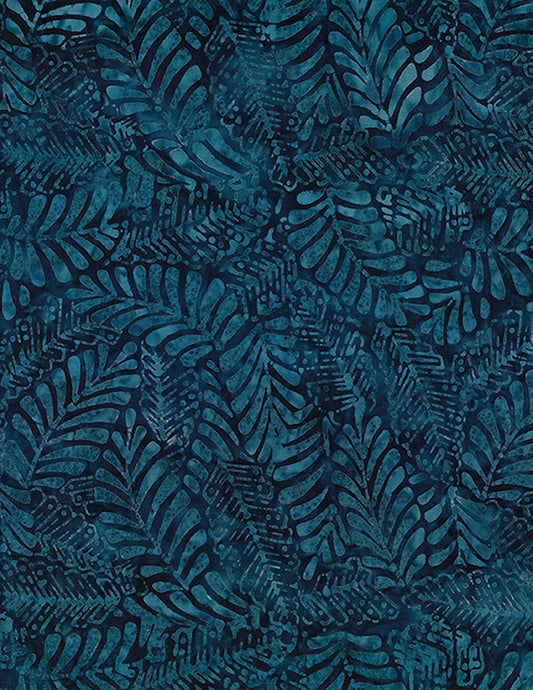 Plum Bouquet - Large Leaves, Dark Blue - PER 1/4 YARD