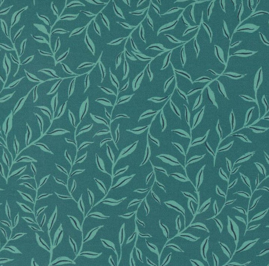 Cadence Vines - Dark Teal - PER 1/4 YARD