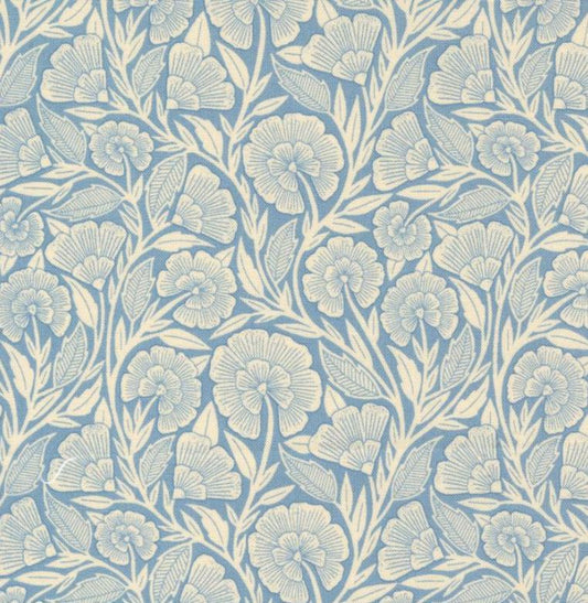 Flower Press - Sky Curved Floral - PER 1/4 YARD