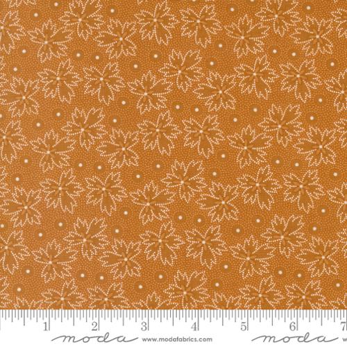 Denim Daisies - Leaf, Nutmeg - PER 1/4 YARD