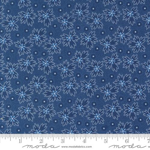 Denim Daisies - Leaf, Midnight Jeans - PER 1/4 YARD