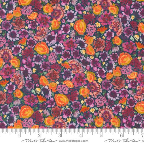 Floribunda - Autumn Daze Small Floral, Midnight - PER 1/4 YARD