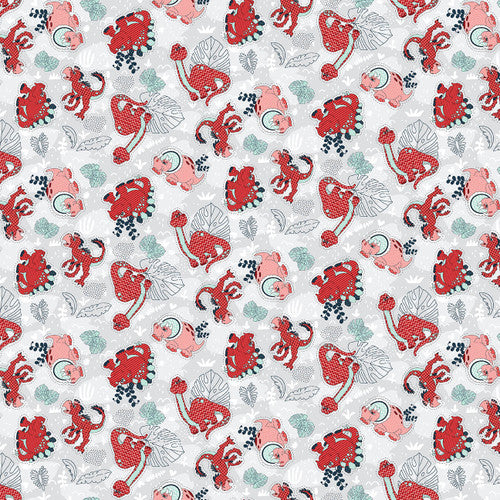 Born To Roar - Pink and Red Dino - PER 1/4 YARD
