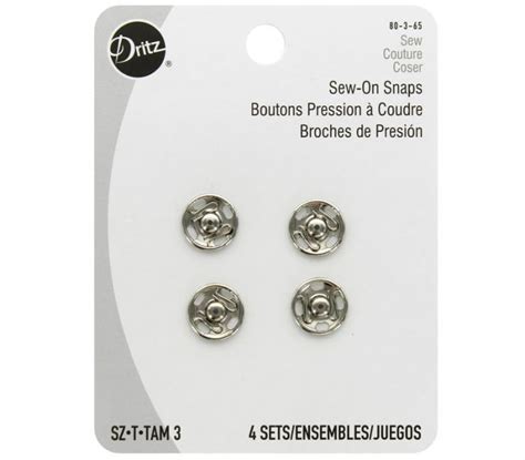 Dritz Sew-On Snaps, Sz 3, 4ct, Nickel