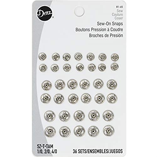 Dritz Sew-On Snaps, Assorted, 36 Ct, Nickel-Plated Brass