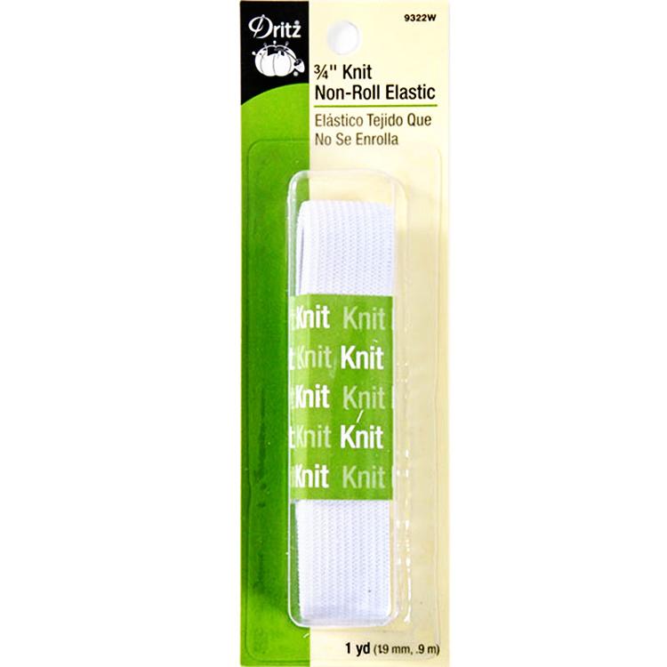 Knit Non-Roll Elastc, 3/4" x 1yd, White