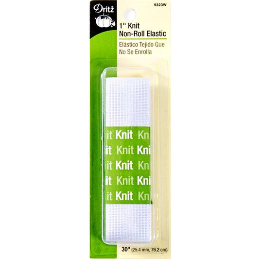 Dritz Knit Non-Roll Elastic, 1" x 30", White