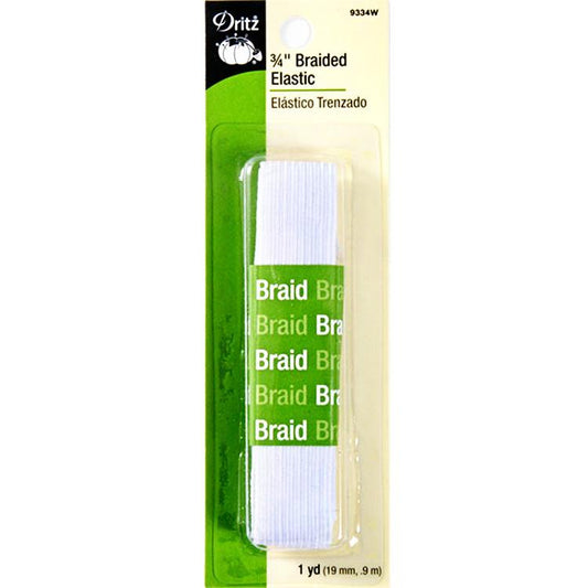 Dritz Braided Elastic, 3/4" x 1yd, White