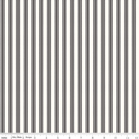 Midnight Meadow, Stripes Cream - PER 1/4 YARD