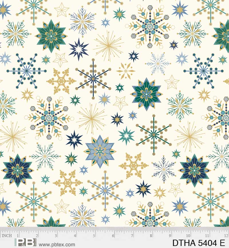Deco the Halls - Multi Snowflakes, Cream - PER 1/4 YARD