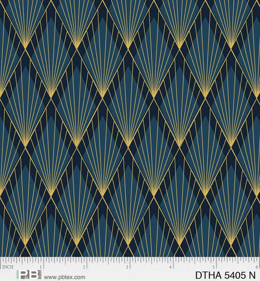 Deco the Halls - Deco Diamonds, Navy - PER 1/4 YARD