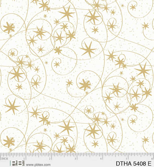 Deco the Halls - Swirling Stars, Cream - PER 1/4 YARD