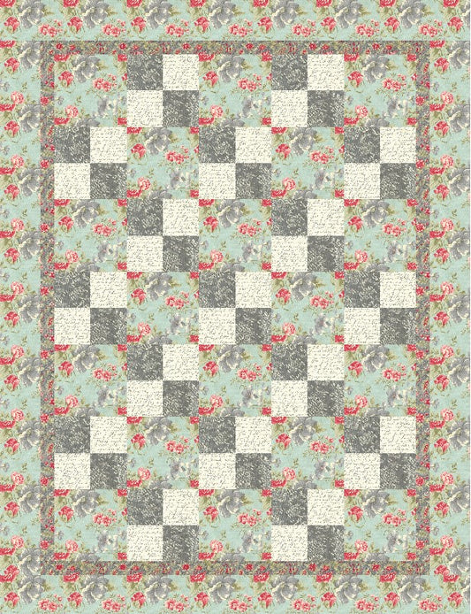 Shabby Chic Four Patch Quilt Pattern - Printed Pattern