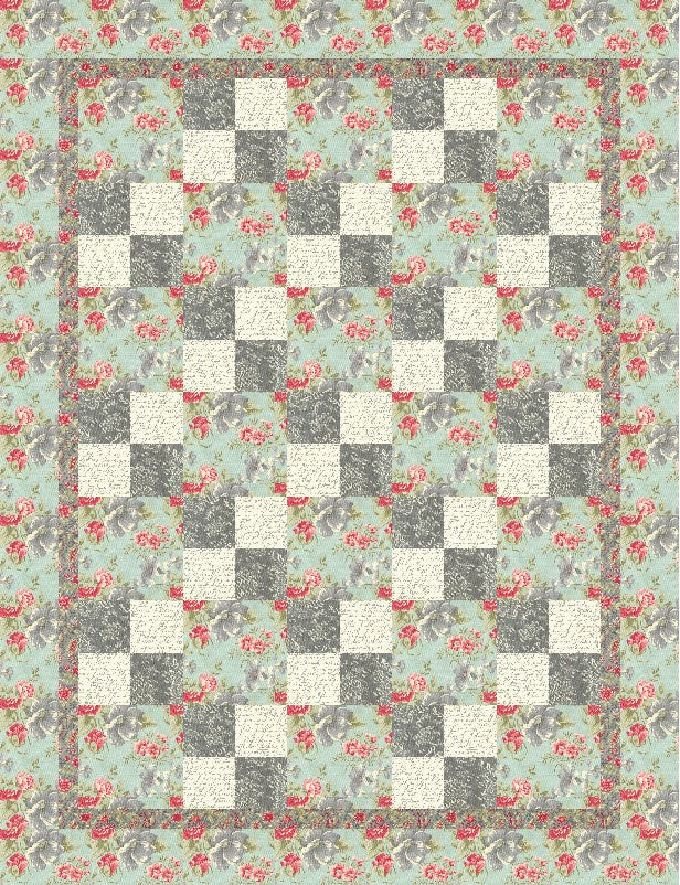 Shabby Chic Four Patch Quilt Pattern - Digital Pattern