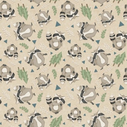 Dream Big Little One - Raccoon, Cream - PER 1/4 YARD