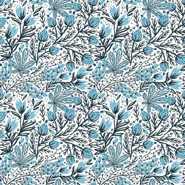 Whimsy - In The Beginning Fabrics Whimsy Wild Berry Vines, White - PER 1/4 YARD