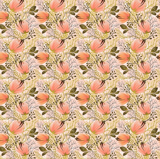 Whimsy - Hops and Vines Peach - PER 1/4 YARD