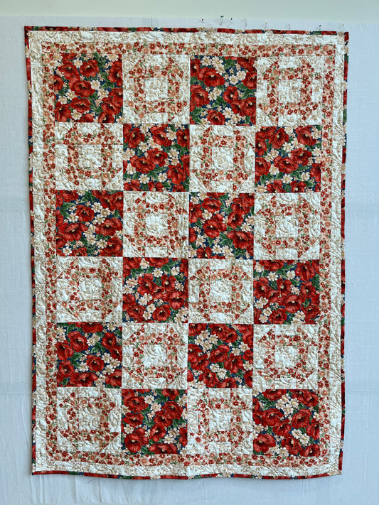 Modern Charm Floral Quilt - Shop Sample 42" x 59"