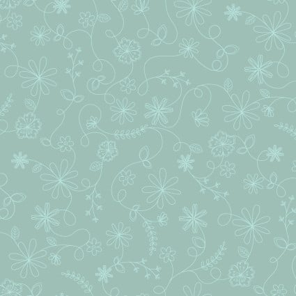 Vintage Flora - Swirl, Aqua - PER 1/4 YARD