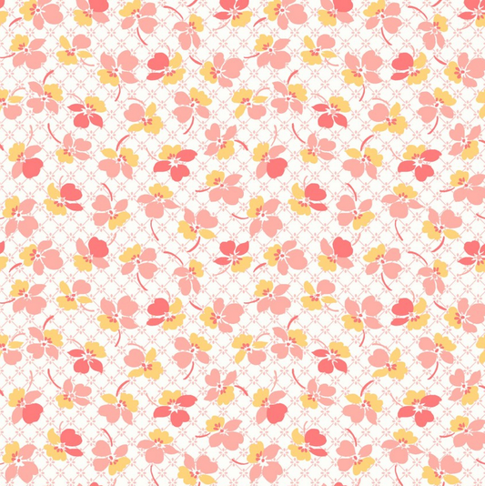 Franny's Flowers - Floral Net, Pink - PER 1/4 YARD