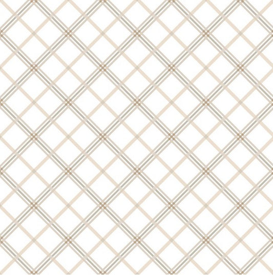 Kimberbell Basics - Plaid, Cream/Taupe - PER 1/4 YARD