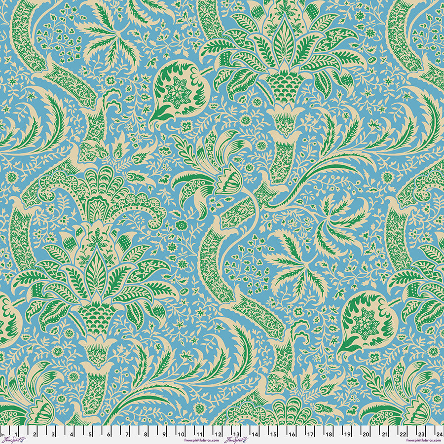 Kaffe x Morris - Indian Aqua - PER 1/4 YARD