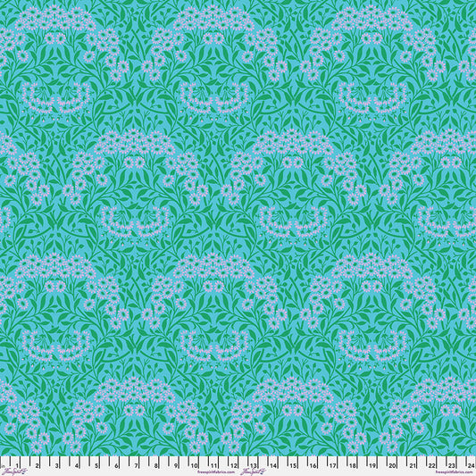 Kaffe x Morris - Michaelmas Daisy Aqua - PER 1/4 YARD