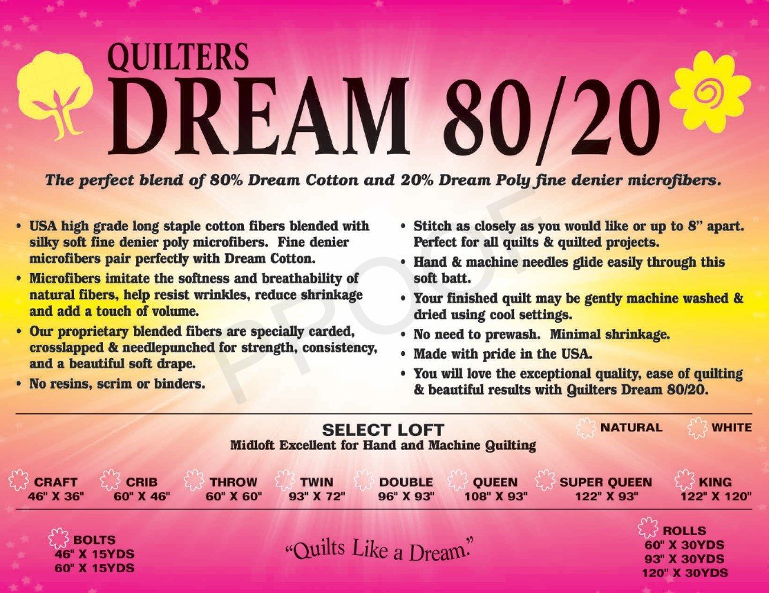 Quilters Dream Batting - Natural Select 80/20 Crib Batting 60" x 46"