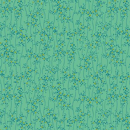 Greenhouse Garden - Dew Drops, Aqua - PER 1/4 YARD