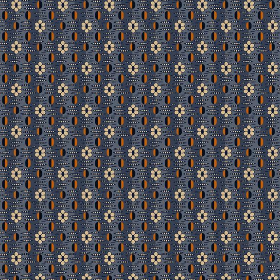 Indigo and Cheddar - Mod Geo, Blue - PER 1/4 YARD