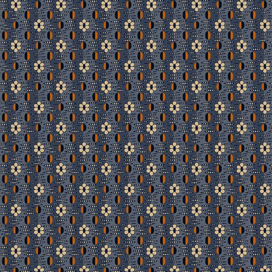 Indigo and Cheddar - Mod Geo, Blue - PER 1/4 YARD