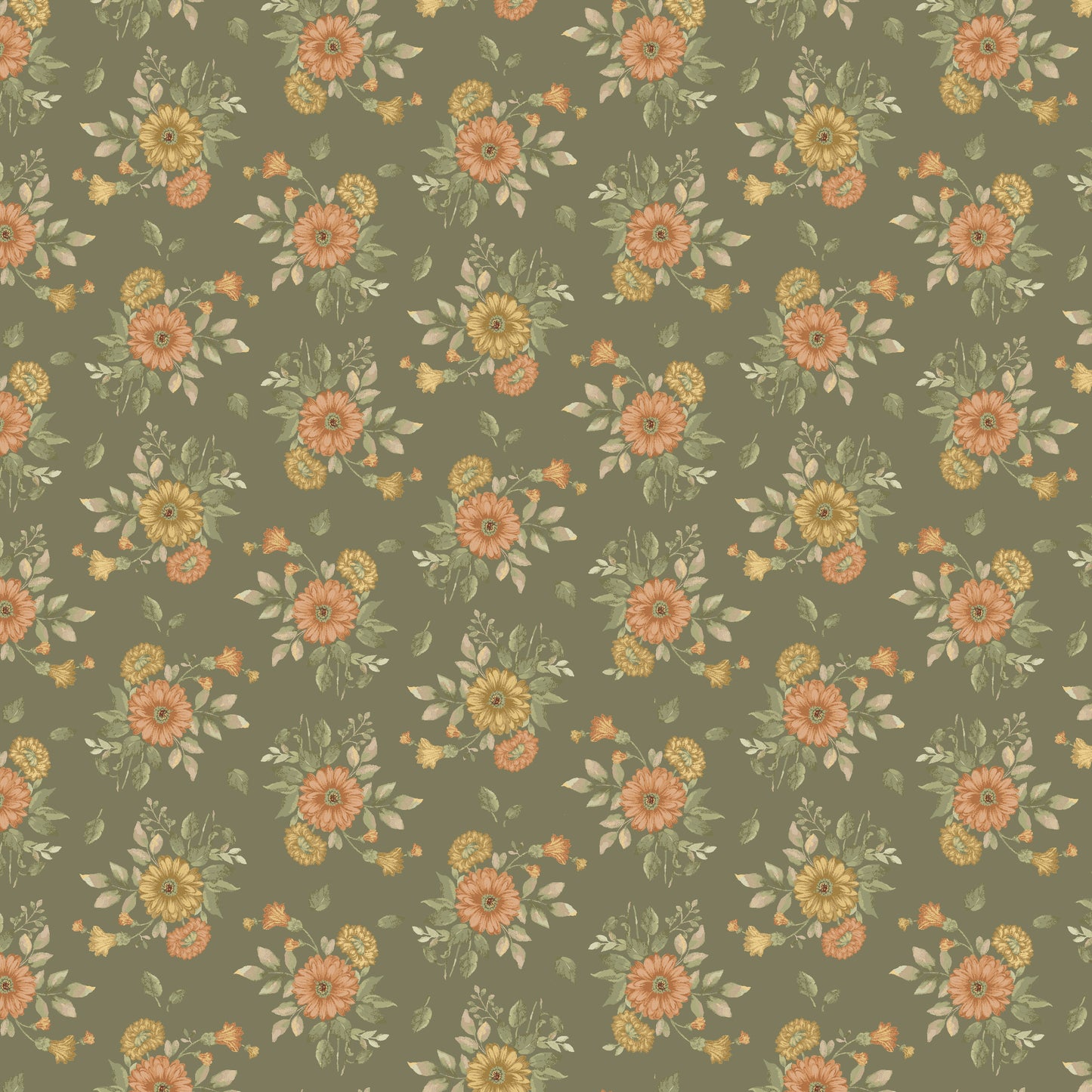 Front Porch - Floral, Green - PER 1/4 YARD