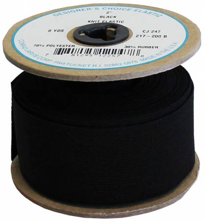 Elastic - Knit Elastic Calendered 2in x 8yd, Black