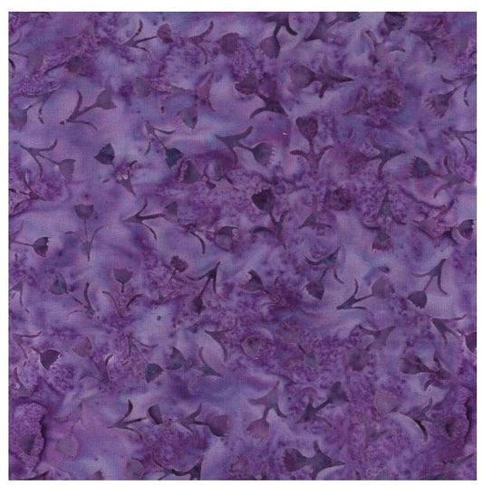 Summer Twilight - Purple Jelly Woodblock Tulip Floral - PER 1/4 YARD