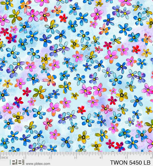 Tiny Wonders - Blue Ditsy Floral - PER 1/4 YARD