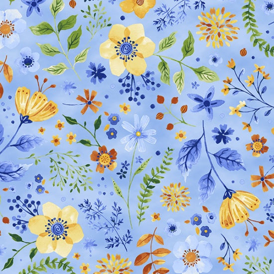 Bountiful and Blue - Periwinkle V5235-139 - PER 1/4 YARD