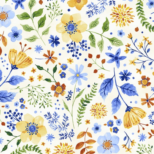 Bountiful and Blue - Blossom V5235-448 - PER 1/4 YARD