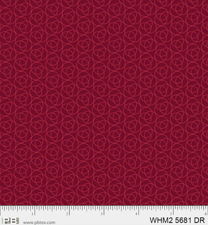 Whimsy II Basics, Overlapping Rings, Dark Red - PER 1/4 YARD