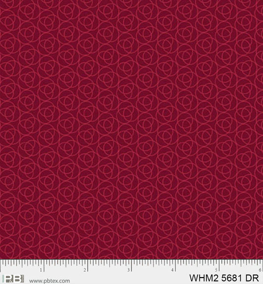 Whimsy II Basics, Overlapping Rings, Dark Red - PER 1/4 YARD