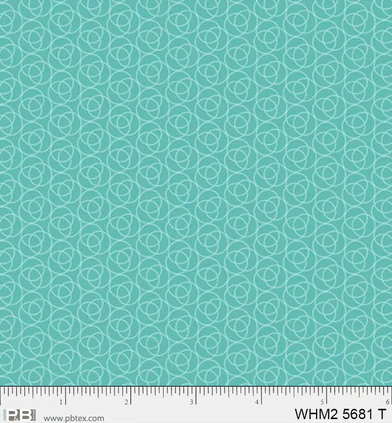 Whimsy II Basics, Teal Overlapping Rings - PER 1/4 YARD