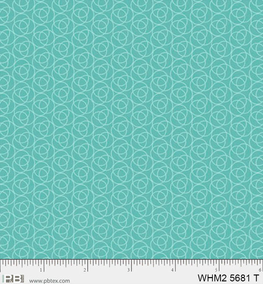 Whimsy II Basics, Teal Overlapping Rings - PER 1/4 YARD