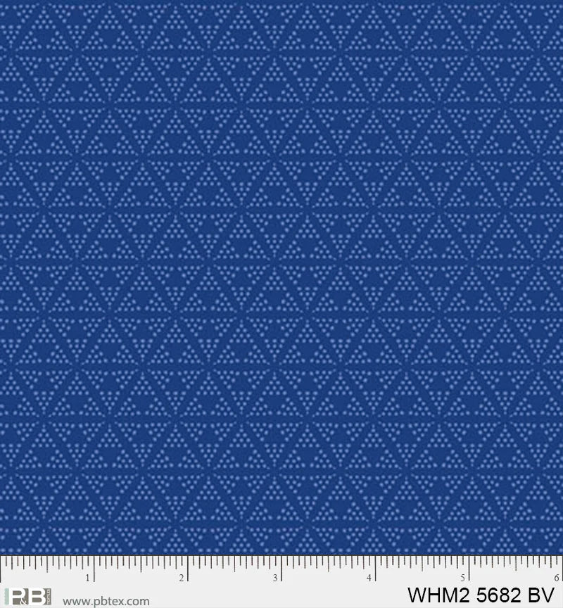 Whimsy II Basics, Blue Violet Dotty Triangles - PER 1/4 YARD