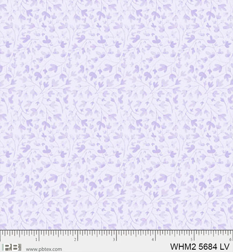 Whimsy II Basics, Light Violet Tonal Vines - PER 1/4 YARD