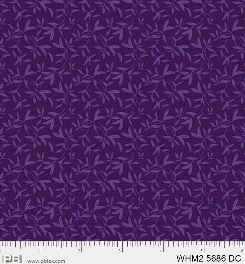 Whimsy II Basics, Dark Purple Tossed Sprigs - PER 1/4 YARD