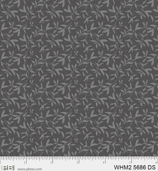 Whimsy II Basics, Dark Silver Tossed Sprigs - PER 1/4 YARD