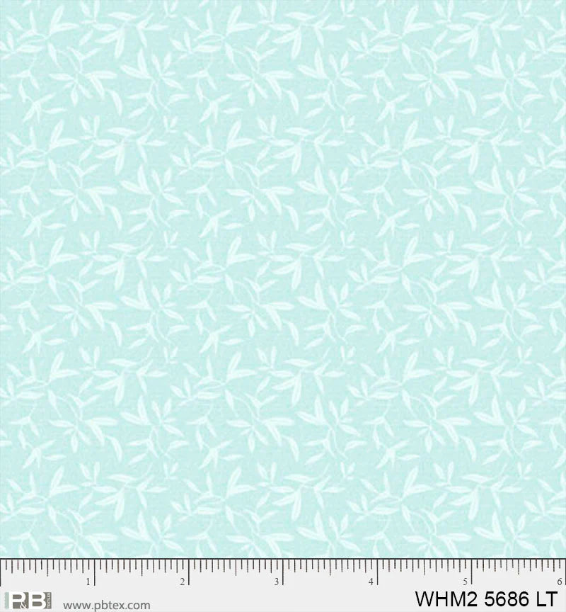 Whimsy II Basics, Light Teal Tossed Sprigs - PER 1/4 YARD