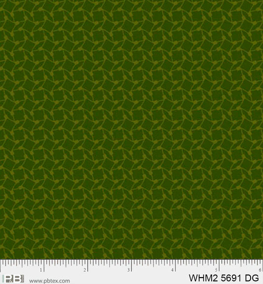 Whimsy II Basics, Dark Green Diamond Geo - PER 1/4 YARD