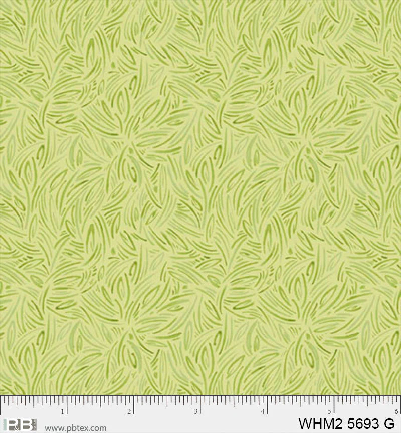 Whimsy II Basics, Green Packed Tonal Linework - PER 1/4 YARD