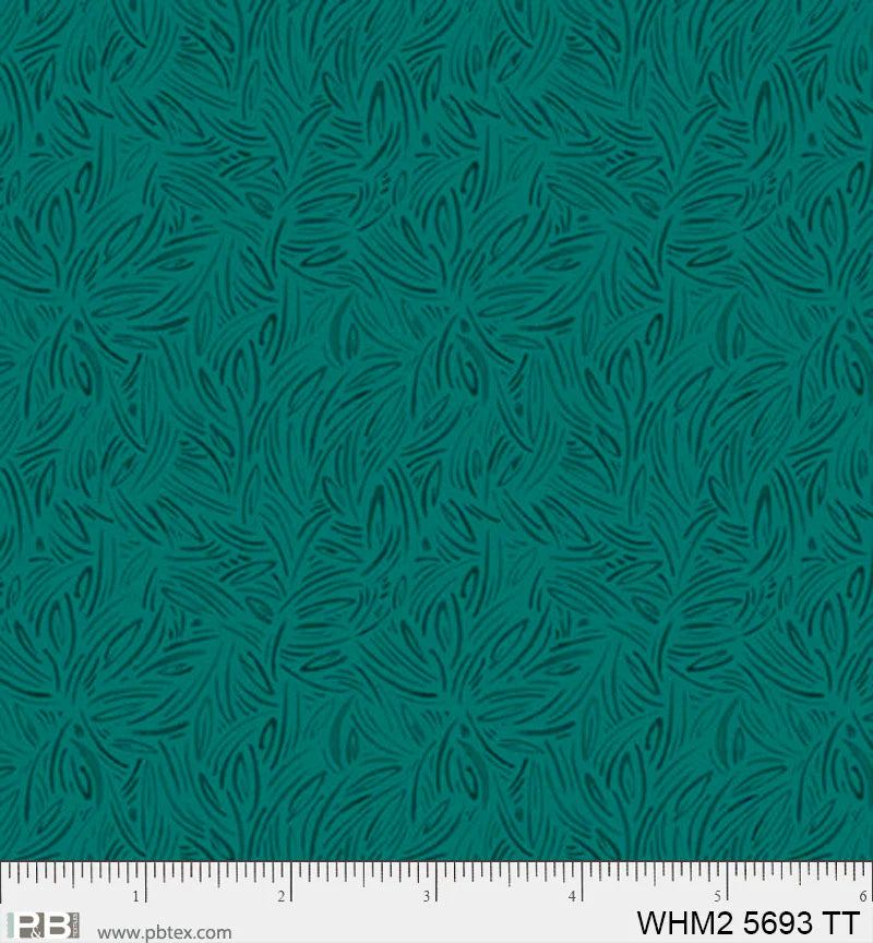 Whimsy II Basics, Dark Teal Packed Tonal Linework - PER 1/4 YARD