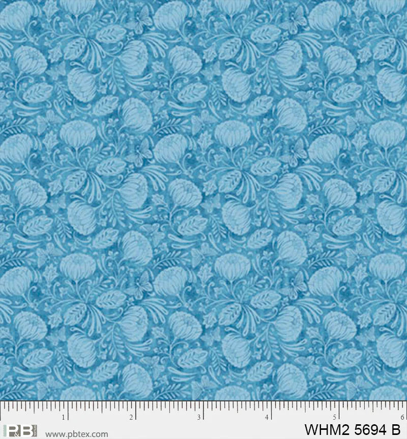 Whimsy II Basics, Blue Packed Tonal Floral - PER 1/4 YARD